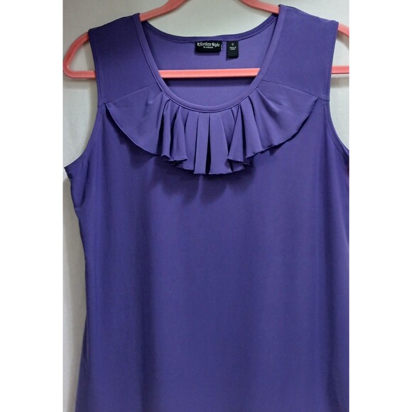 Effortless Style by Citiknits Women's Tank Top Small Purple Ruffle Neck NWOT! - Picture 3 of 5